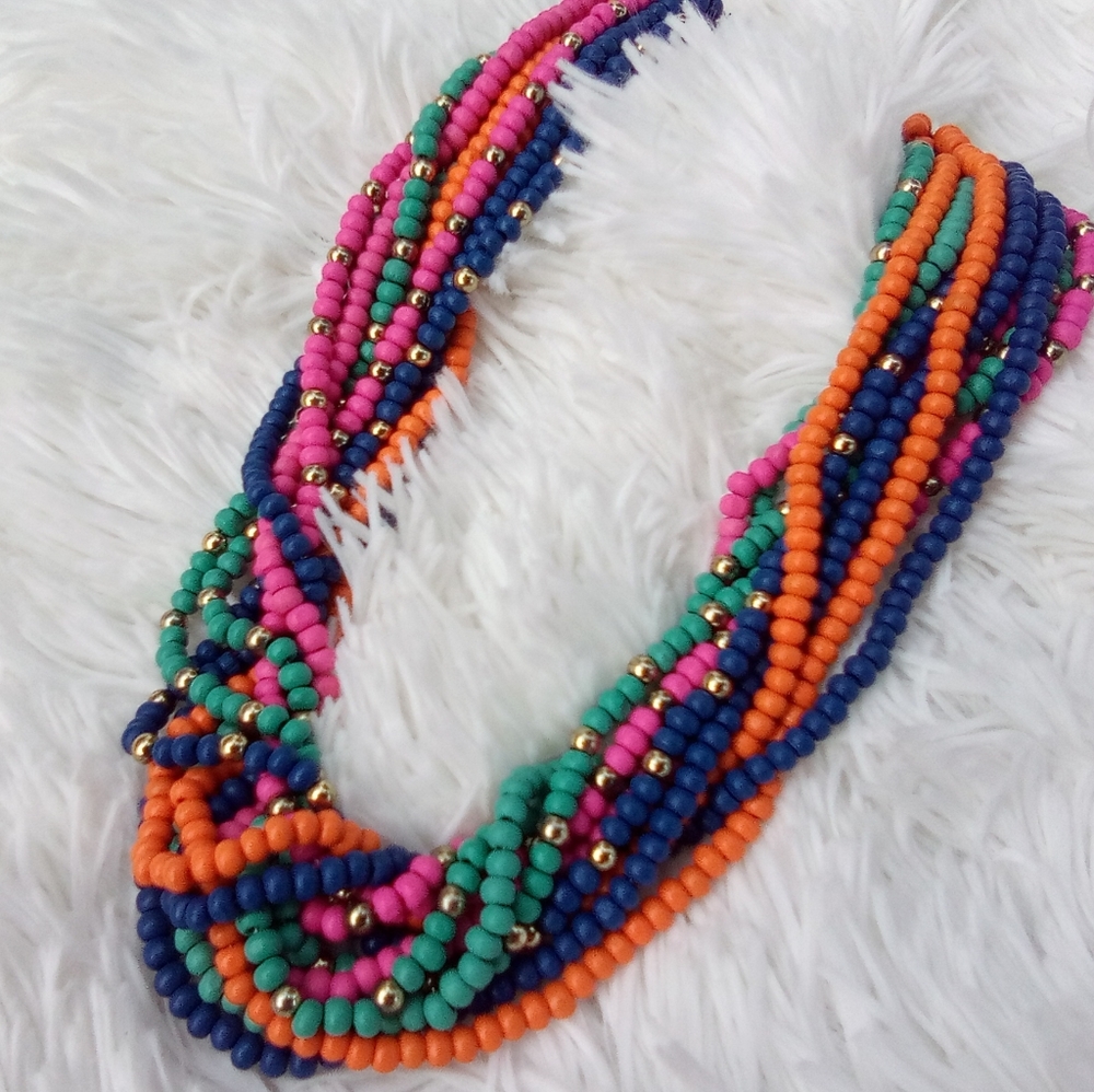 New 12-Strand Multi-Colored Beaded Boho Necklace - image 2